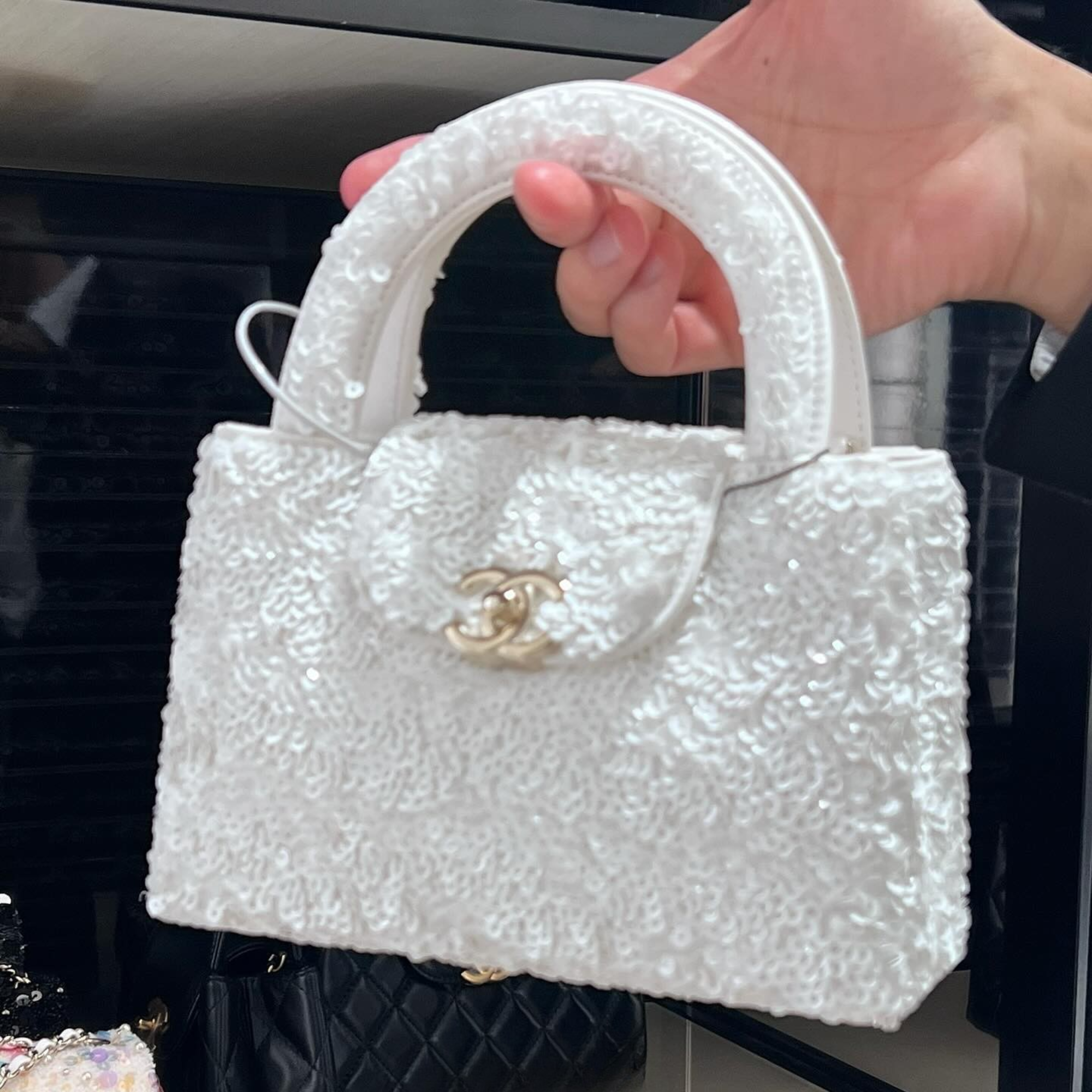 Chanel Mini Sequin Handbag White 19cm/7.5in