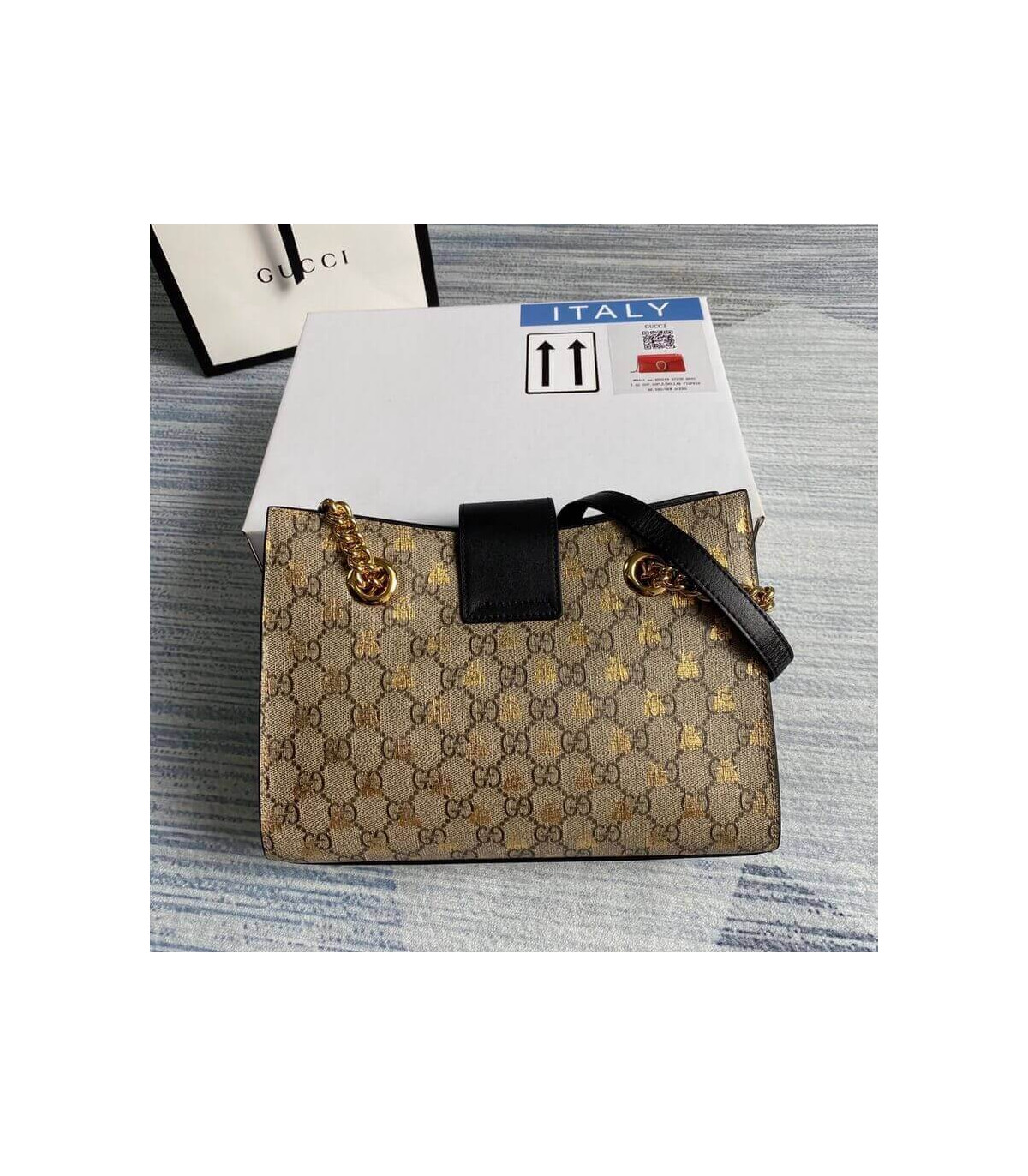 Gucci Padlock Small GG Bees Shoulder Bag