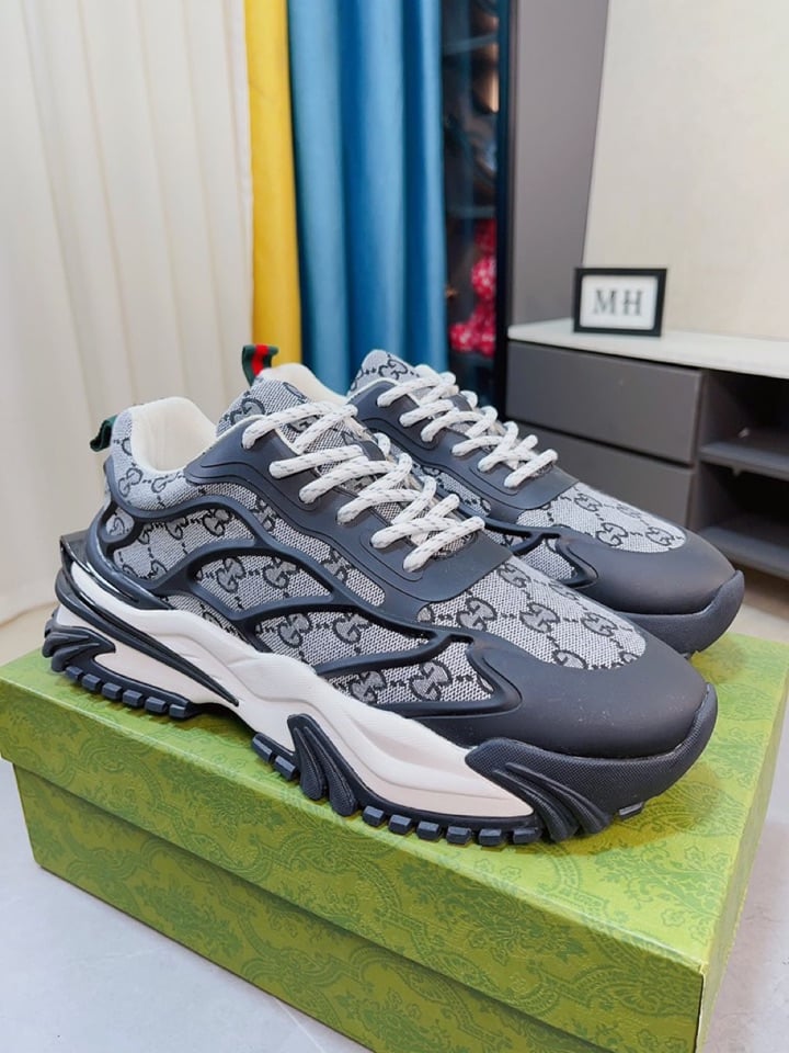 Gucci Gg Men?S Sneaker Rubber Leather Grey