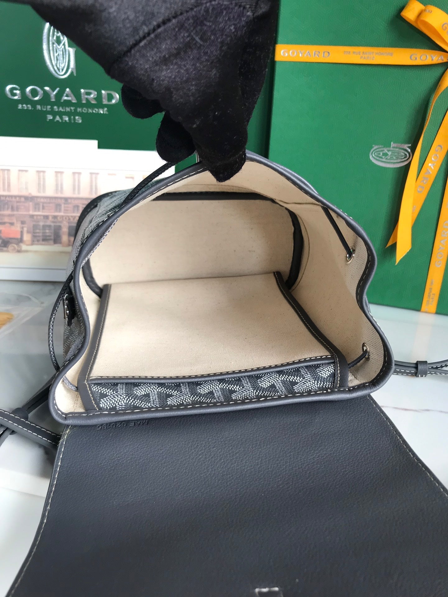 Goyard Alpin Mini Backpack 21 Cm Gray Lambskin And Goyardine Canvas