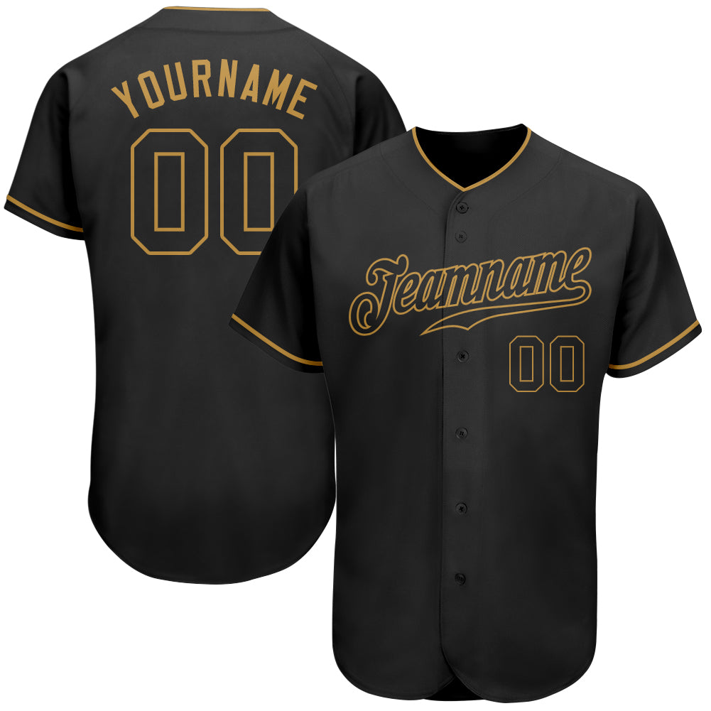 Custom Black-Old Gold Baseball Jersey