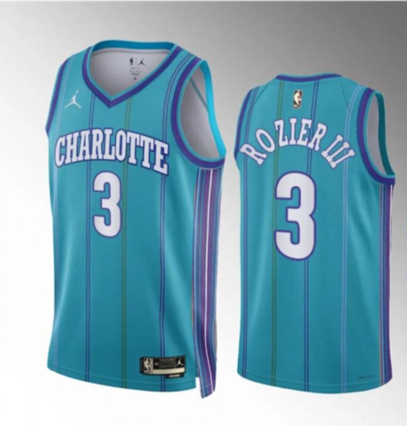 Men's Charlotte Hornets #3 Terry Rozier Teal 2023/24Classic Edition Stitched Basketball Jersey