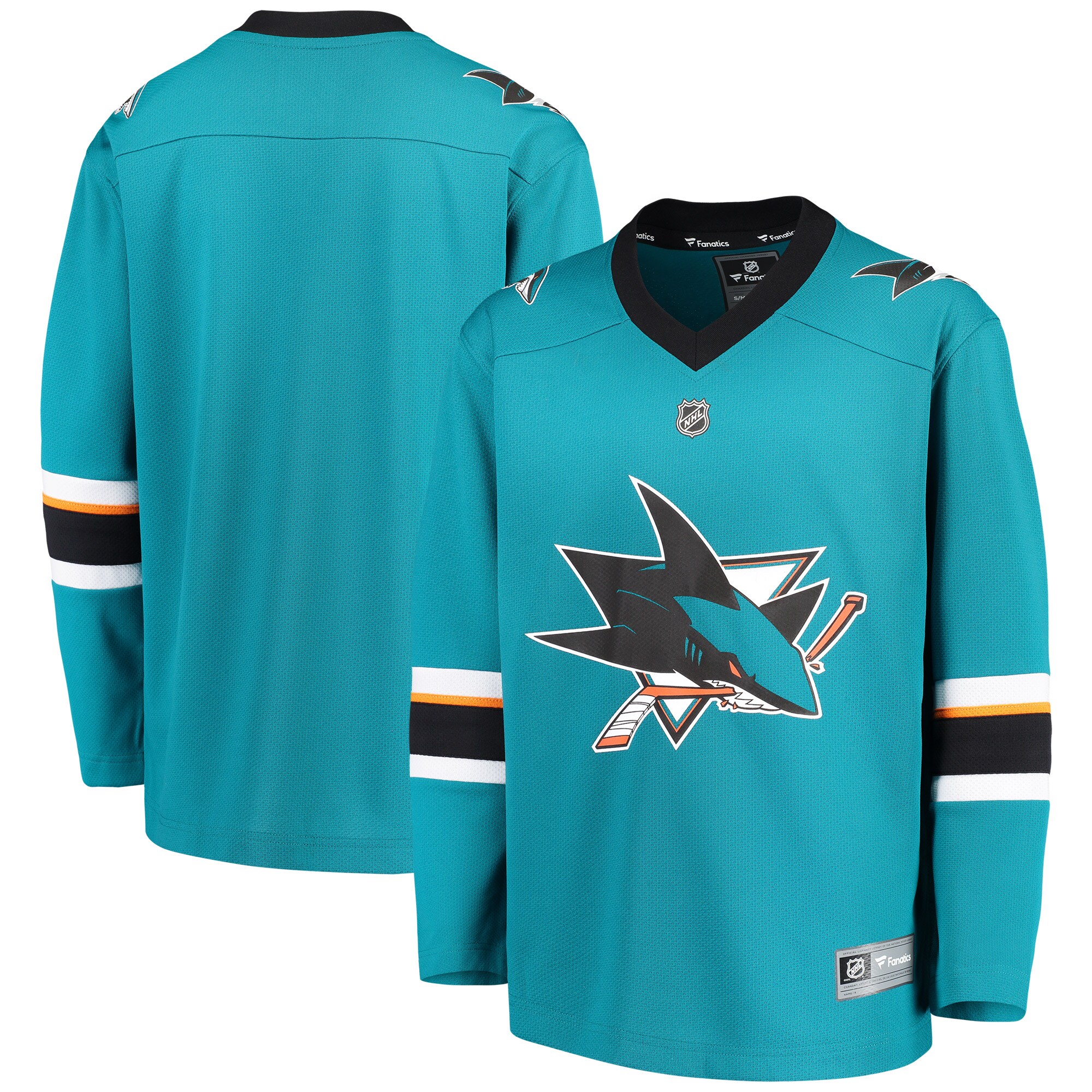San Jose Sharks Fanatics Youth Home Replica Blank Jersey – Teal