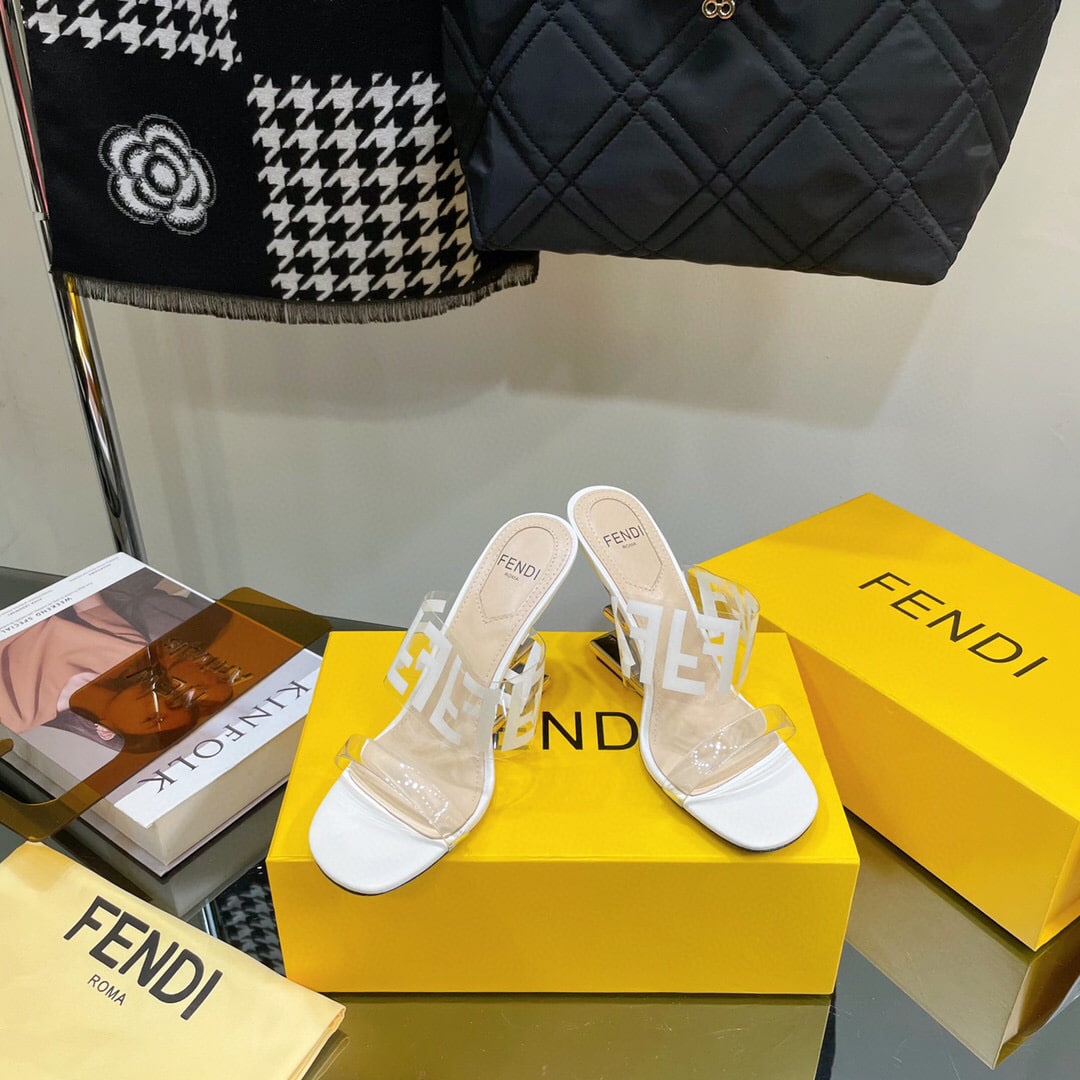 Fendi First Ff Transparent Plastic Handle White