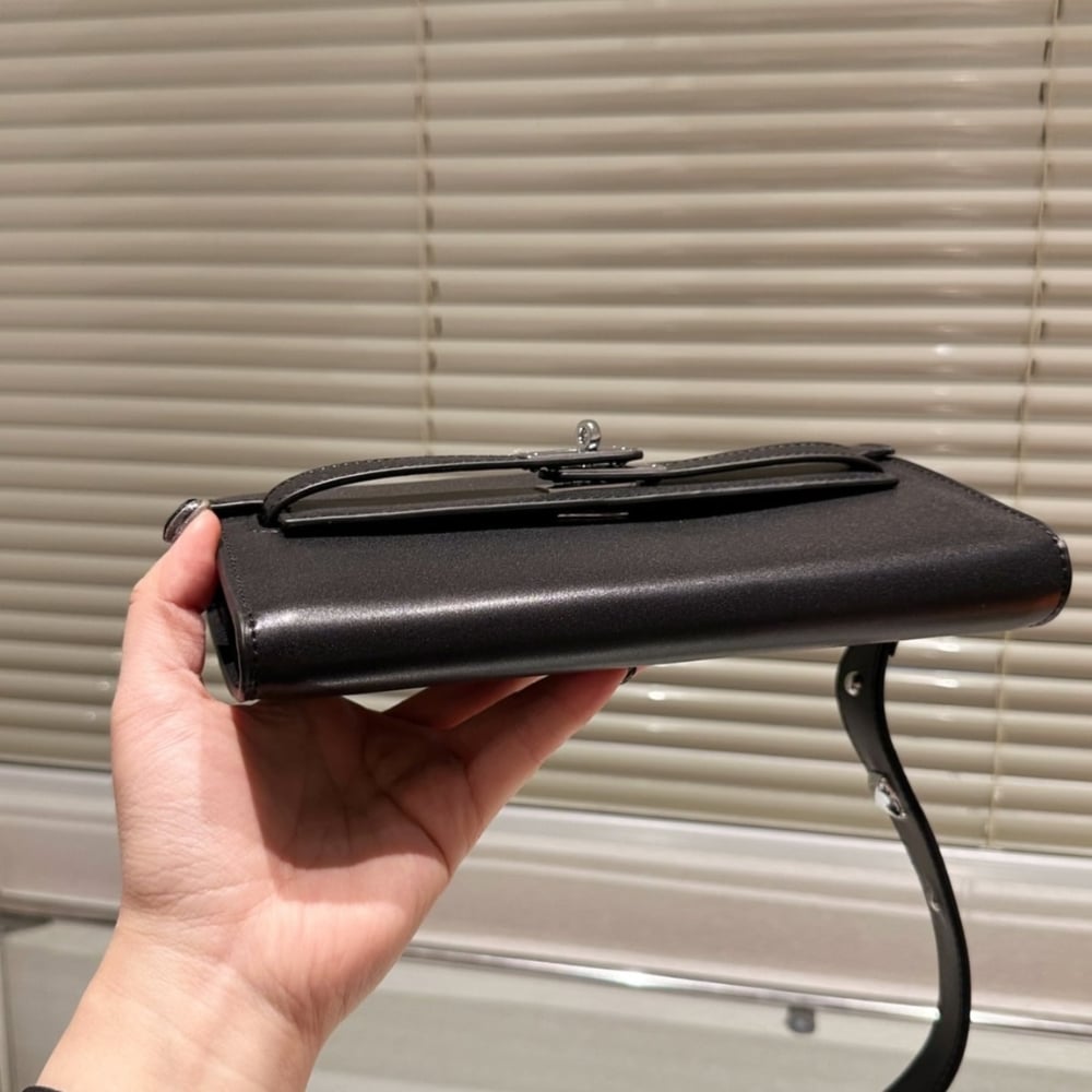 Hermes Kelly Classique To Go Wallet Black Silver Hardware 19Cm H080253Ck89