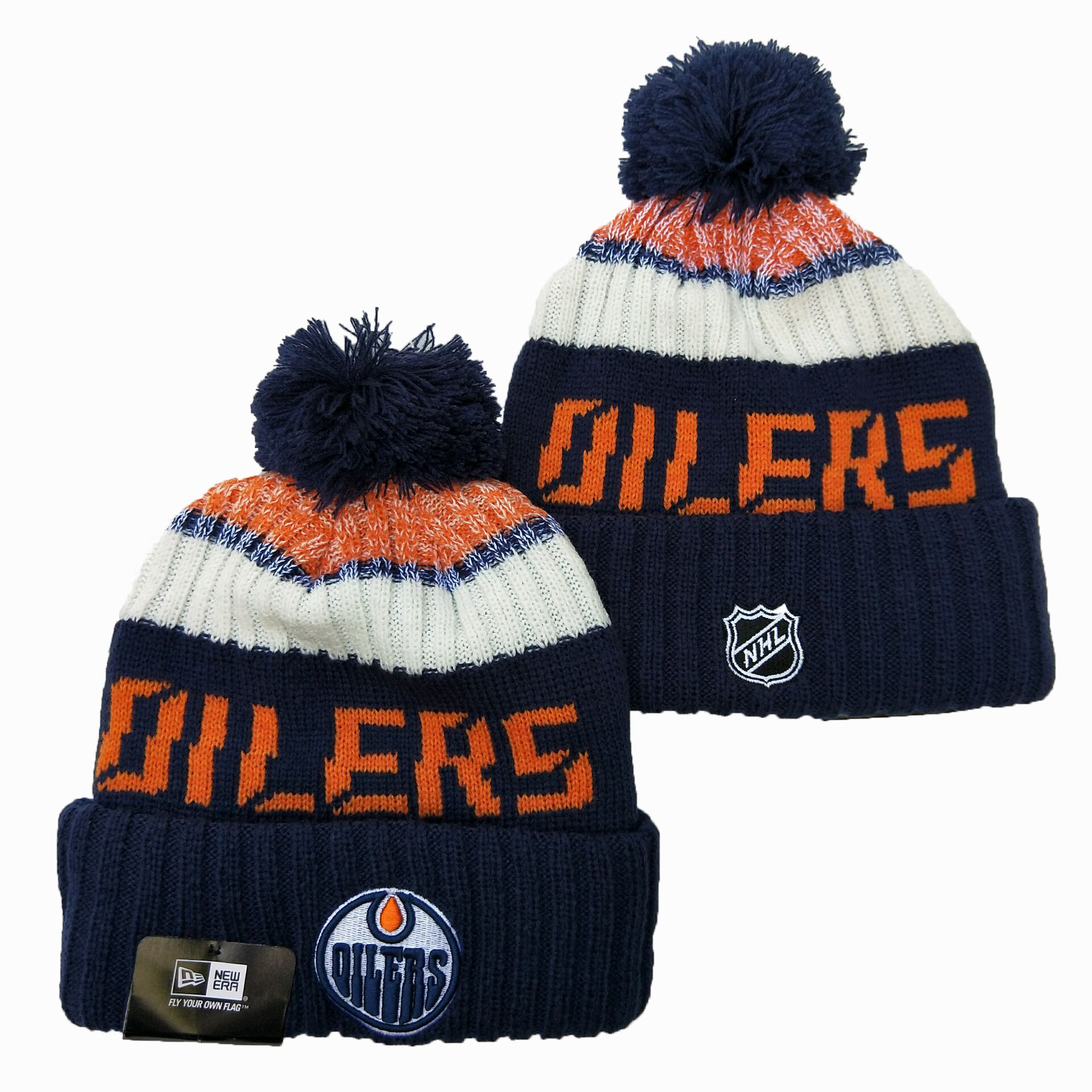 Men's Orange Edmonton Oilers Cuffed Knit Hat with Pom