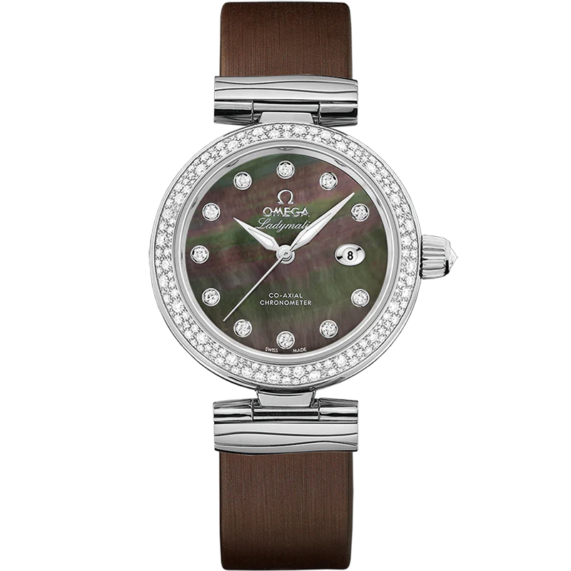 Omega De Ville Ladymatic 34mm Black Dial with Diamonds Stainless Steel Strap 425.37.34.20.57.004