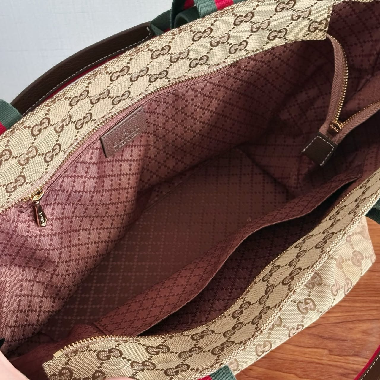 Gucci GG Medium Tote Bag 36cm/14.2in Sand And Brown GG Canvas ‎875929
