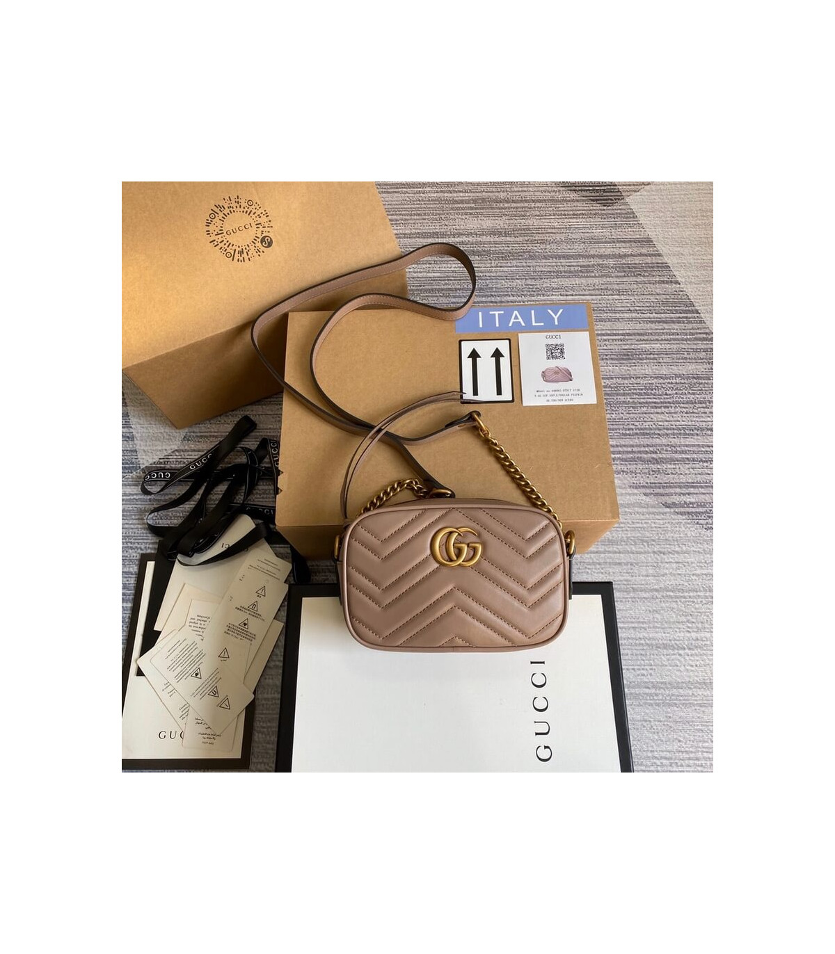 Gucci GG Marmont Matelasse Mini Bag Nude Pink