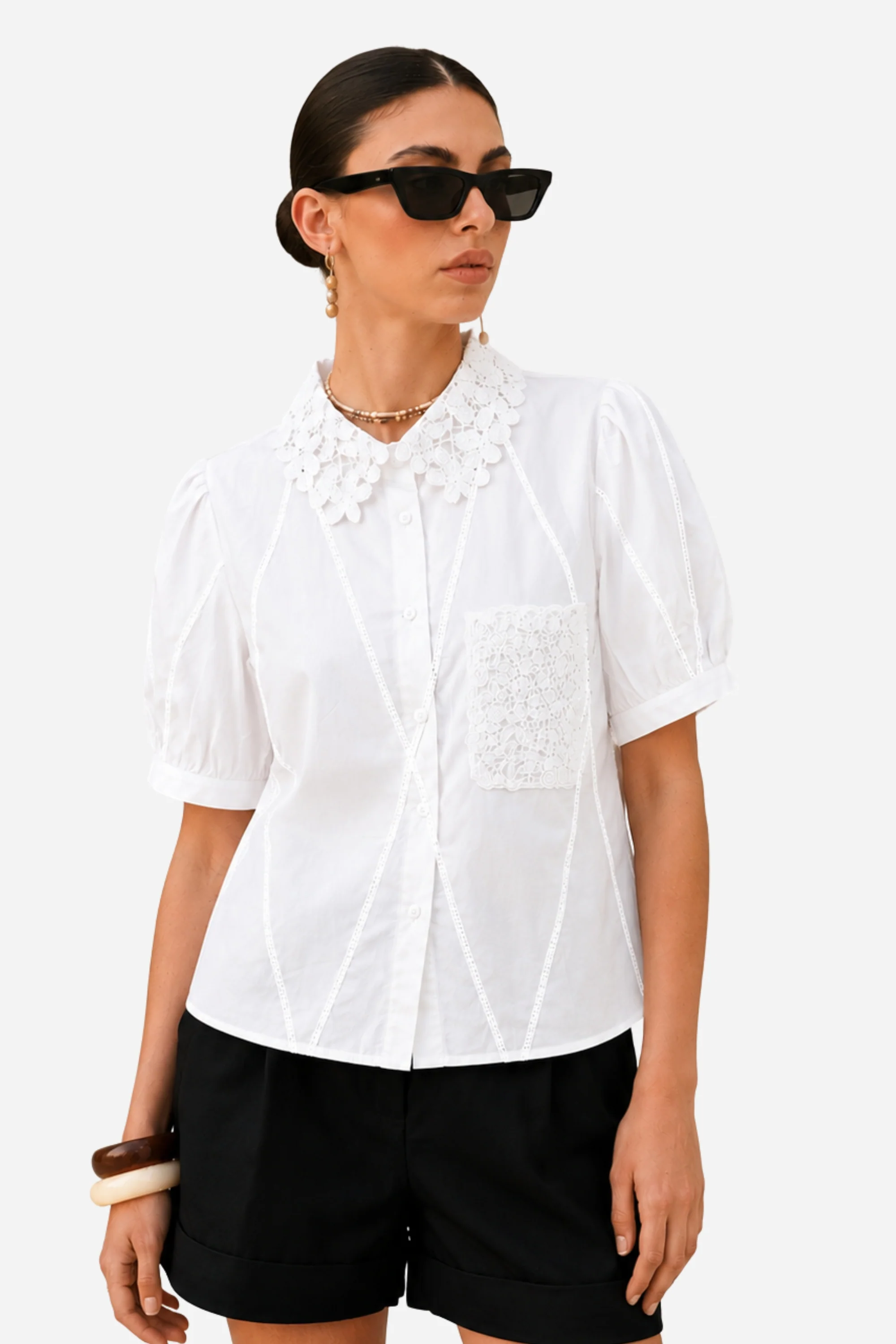 White Swan Crochet Shirt
