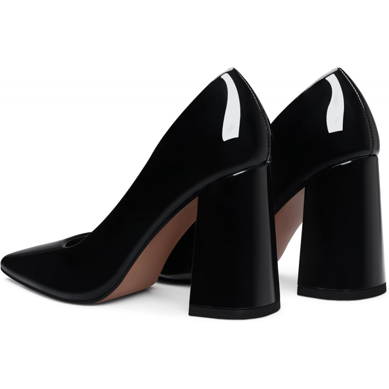 Women Chunky Heel Pumps: 3.7 Inch Closed Toe High Heels