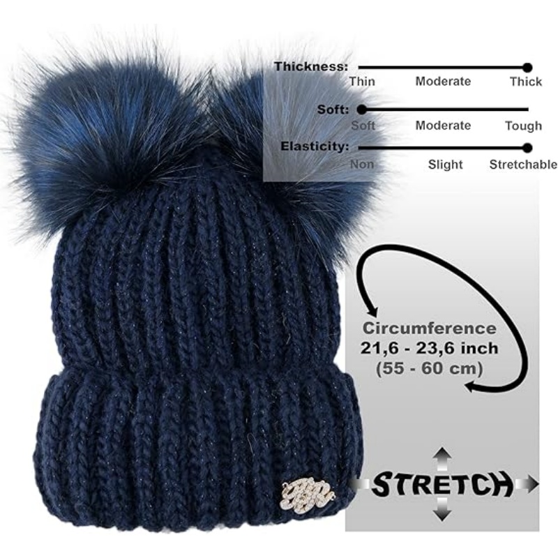 2 Pom Cable Knit Beanie