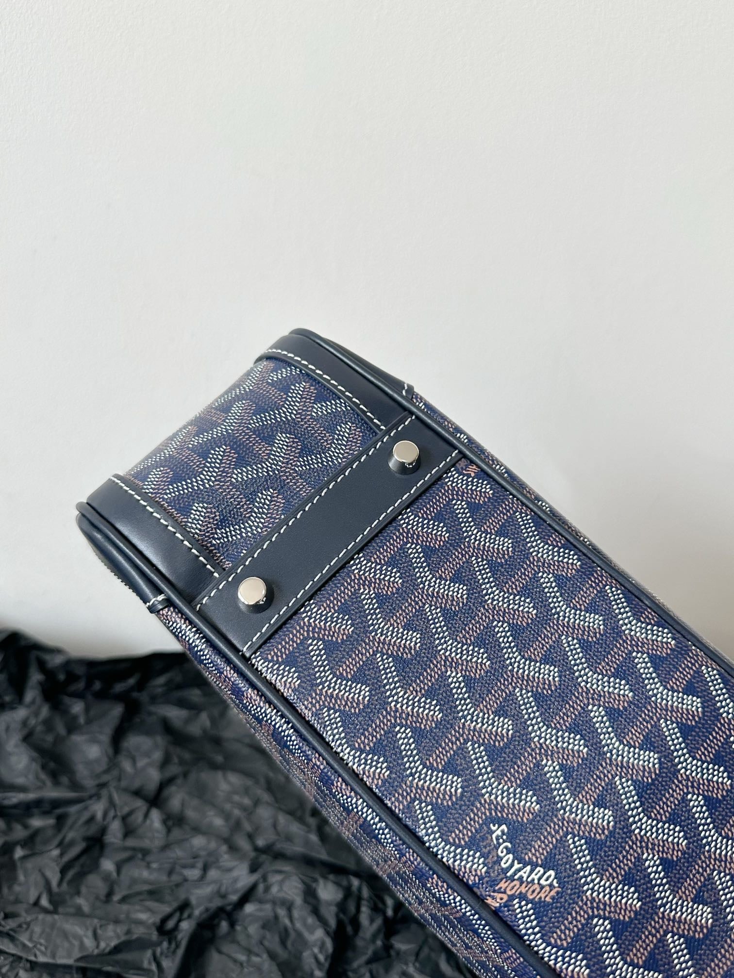Goyard Goya Bowling Ball Medium Navy Blue Canvas 35cm