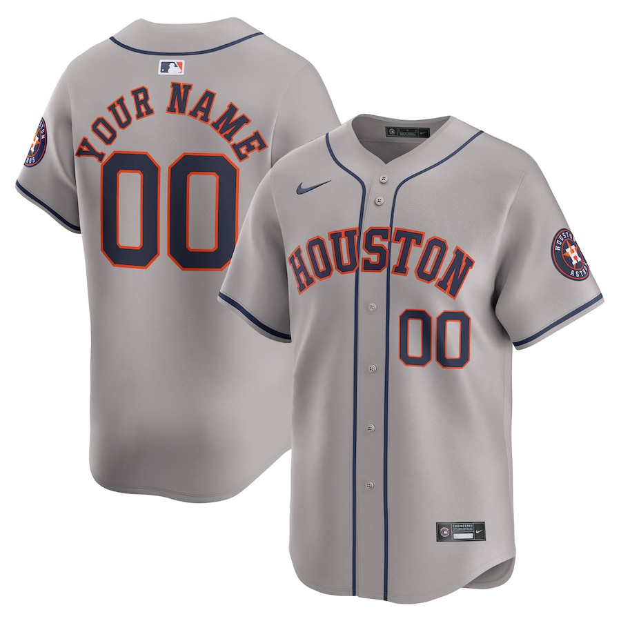 Houston Astros Away Limited Custom Jersey Gray