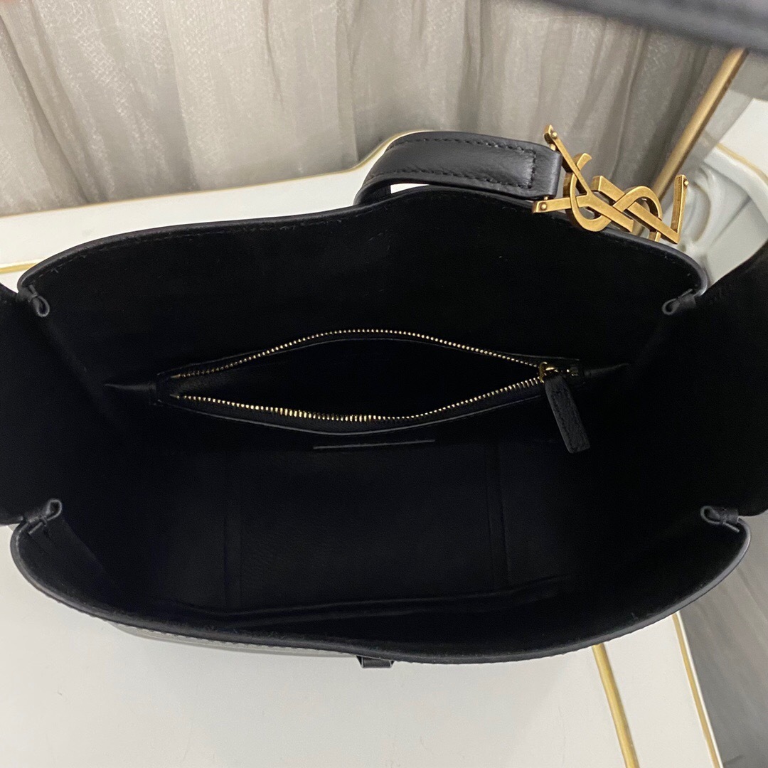 Saint Laurent Le 5 A 7 Soft Small Hobo Bag In Smooth Leather Black 27cm