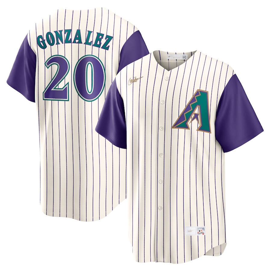Luis Gonzalez Arizona Diamondbacks Alternate Cooperstown Collection Player Jersey Cream/Purple