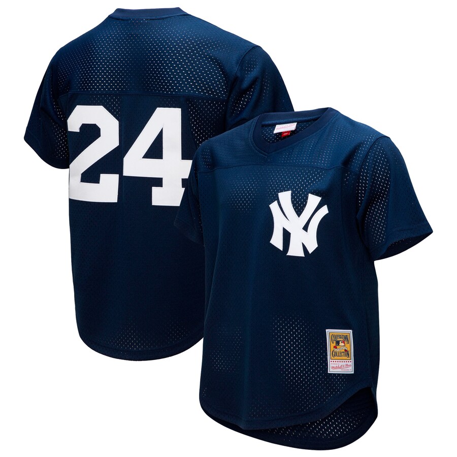 Rickey Henderson New York Yankees Mitchell&Ness Cooperstown Collection Mesh Batting Practice Button-Up Jersey Navy