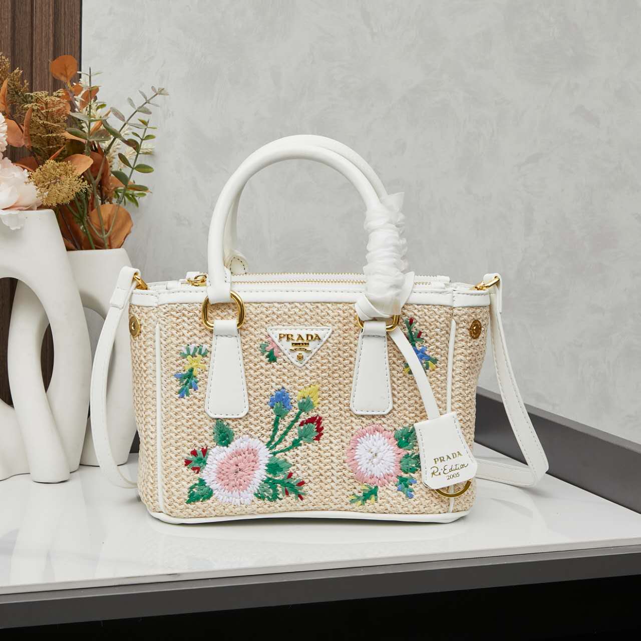 Prada stunning straw bag