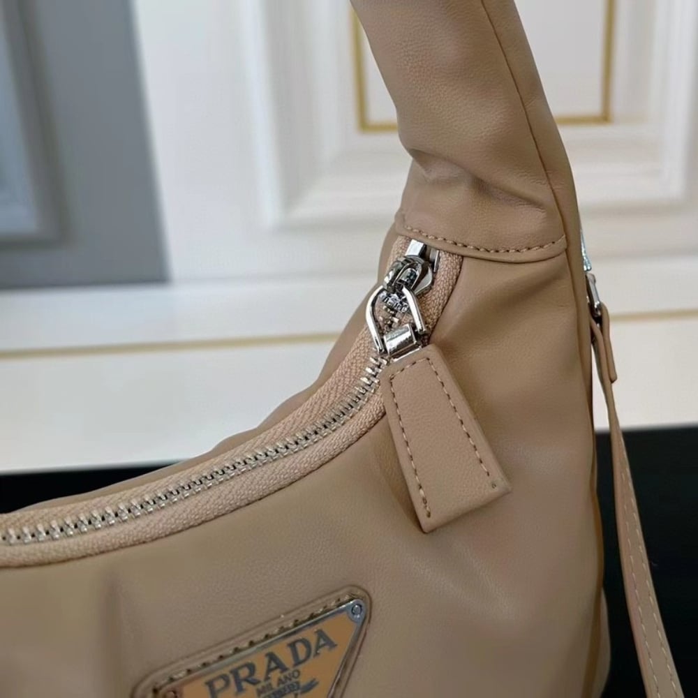 Prada Soft Padded Nappa Leather Bag Beige 21Cm