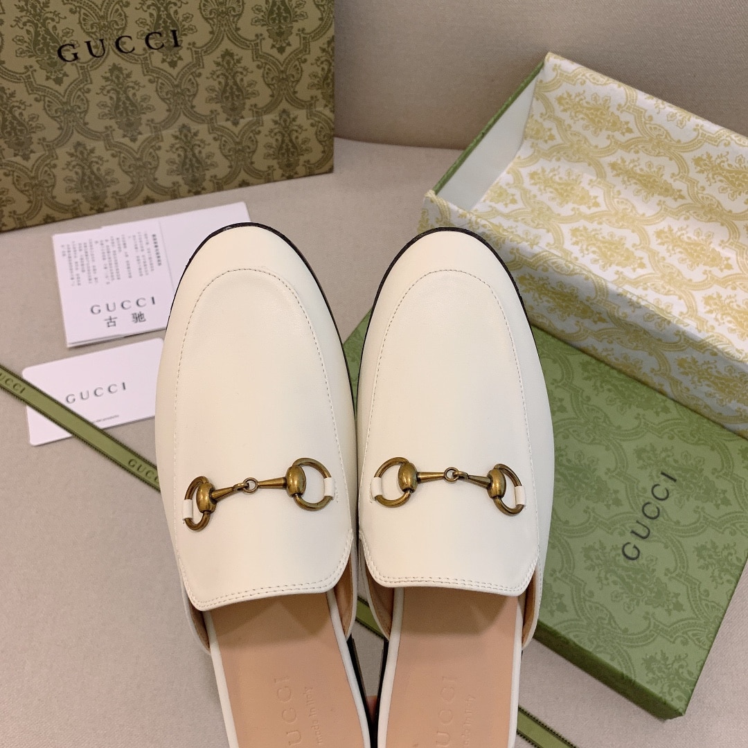 Gucci Princetown Leather Slipper White