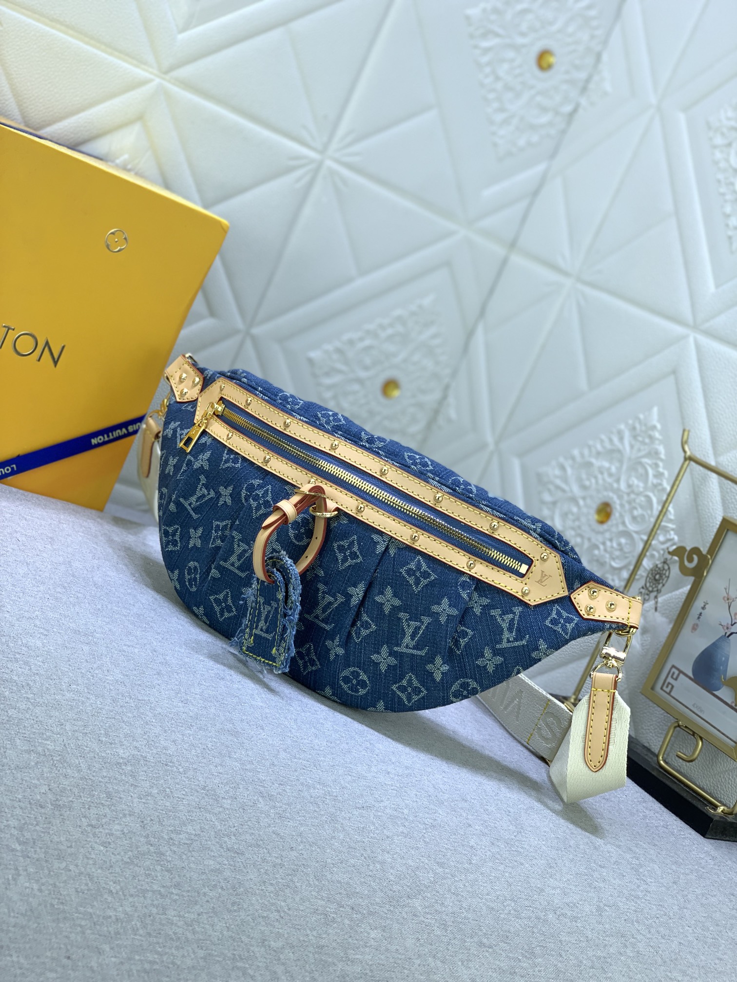 Louis Vuitton Bumbag High Rise Denim Blue 38Cm M46837