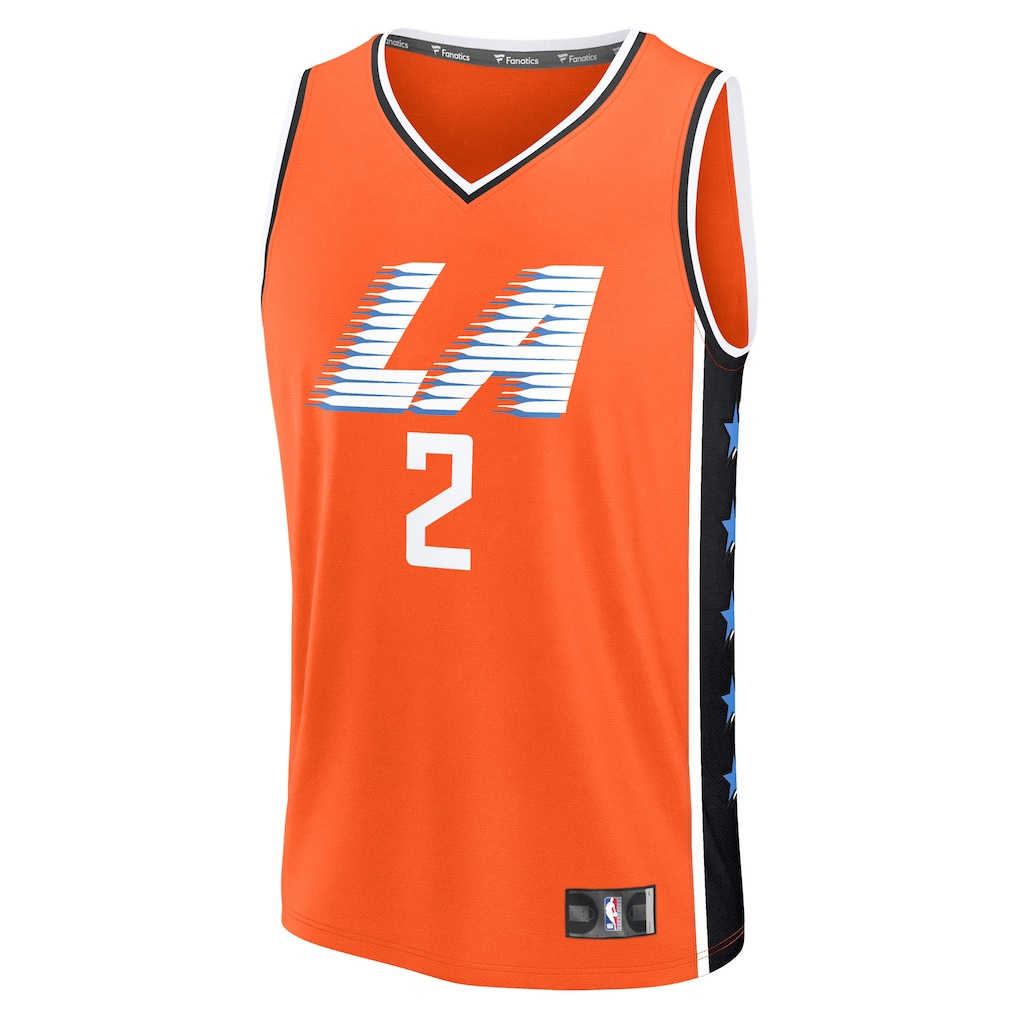 Men's LA Clippers Kawhi Leonard Fanatics Orange 2025/26 City Edition Fast Break Jersey