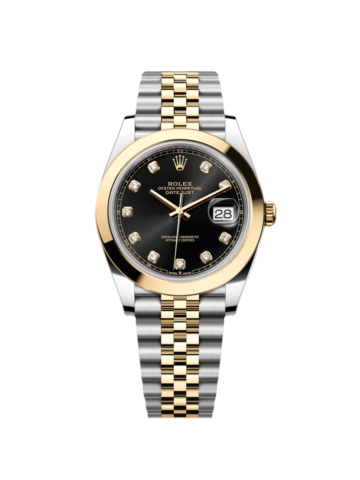 Rolex Datejust 41mm 126303 Black Diamond Oyster Steel and Yellow Gold Mens Watch