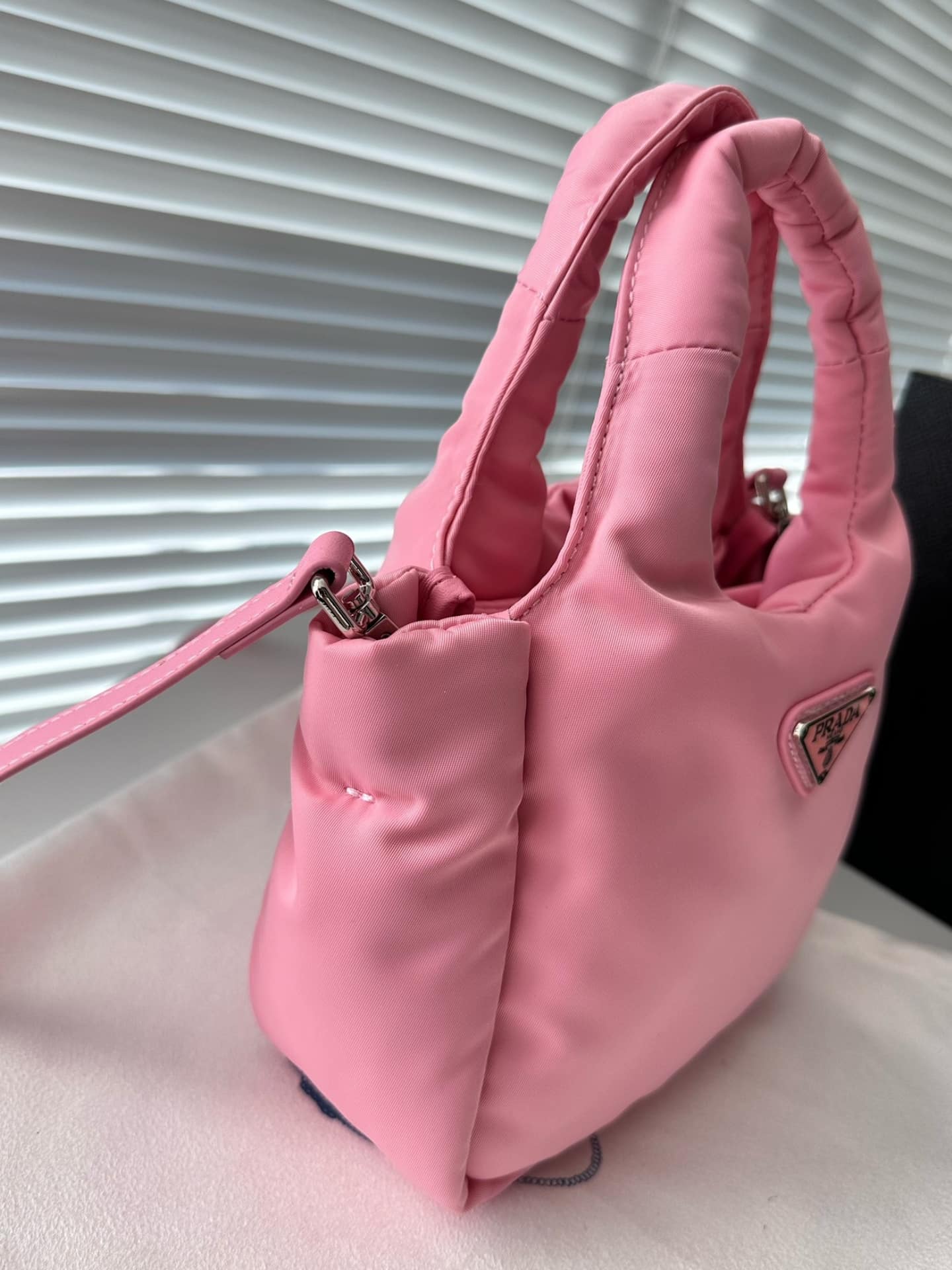 Prada Padded Soft Leather Bag Geranium Pink 19Cm