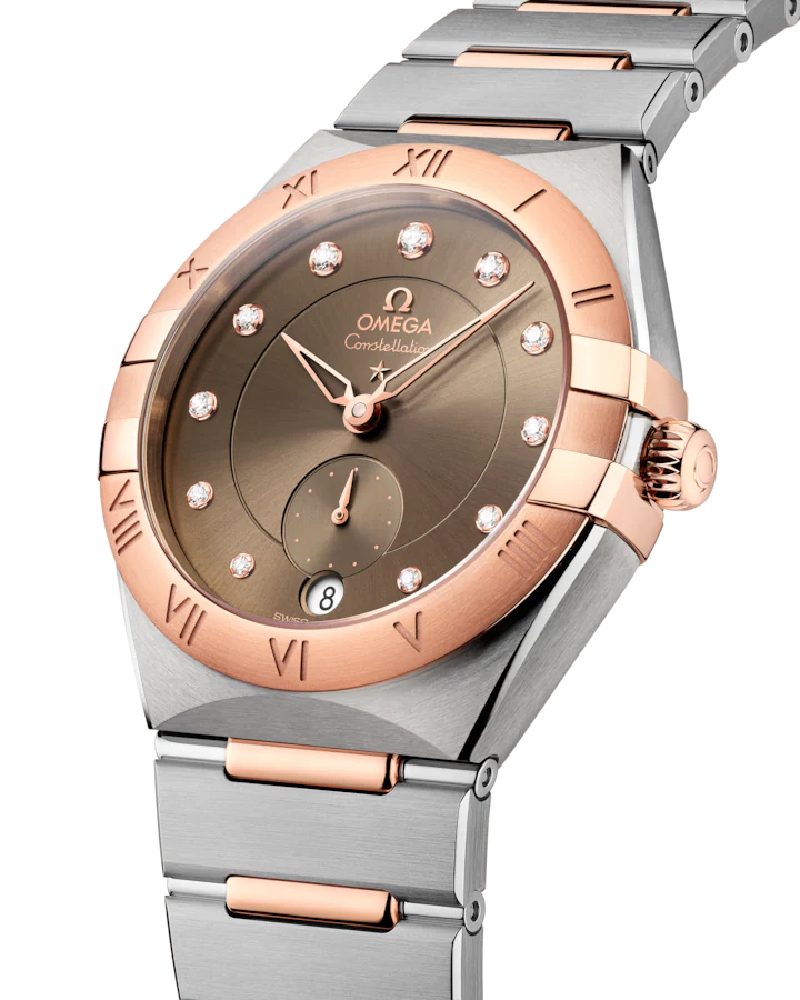 Omega Constellation 34mm Brown Dial with Diamonds Stainless Steel Sedna™ 18k Rose Gold Bracelet 131.20.34.20.63.001