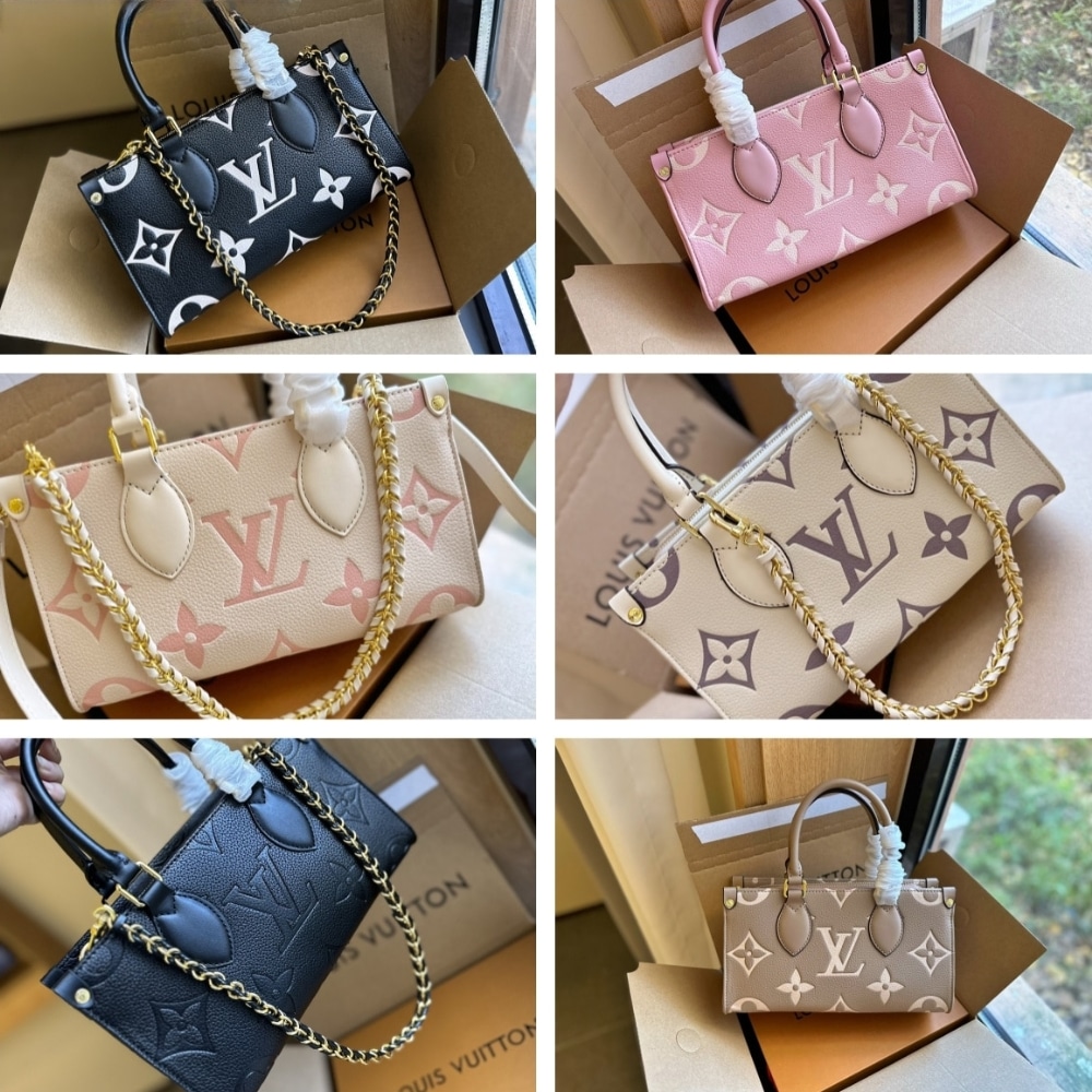Louis Vuitton Onthego East West Bag Pink White 25cm