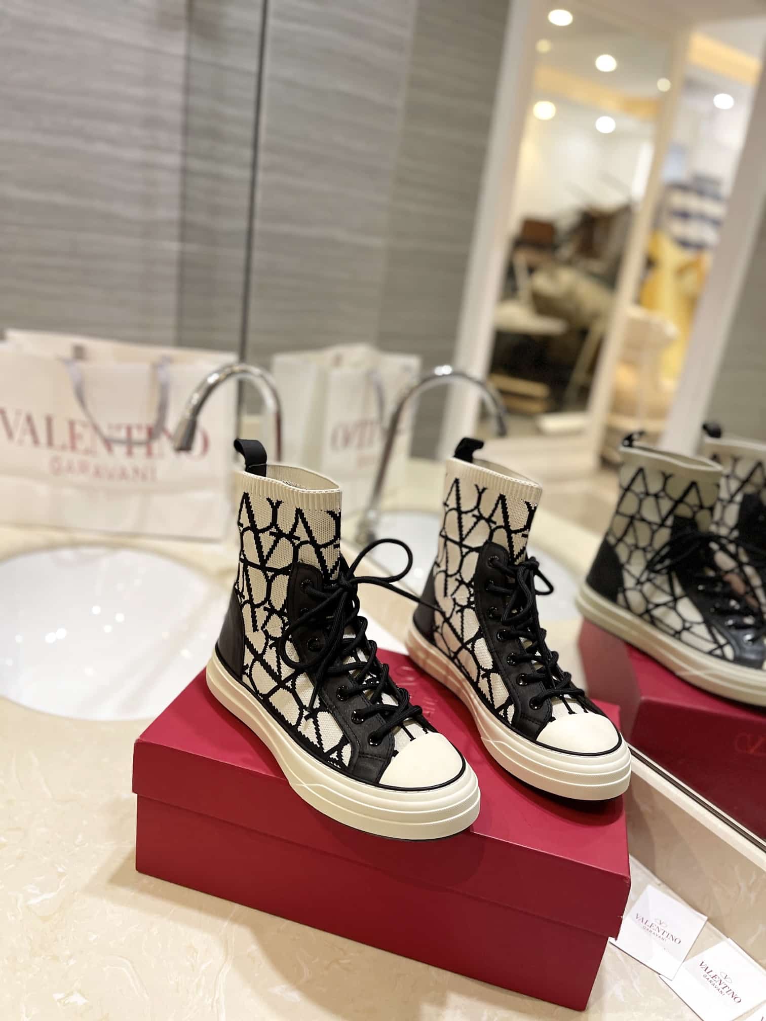 Valentino Garavani Toile Iconographe Socks Sneakers White