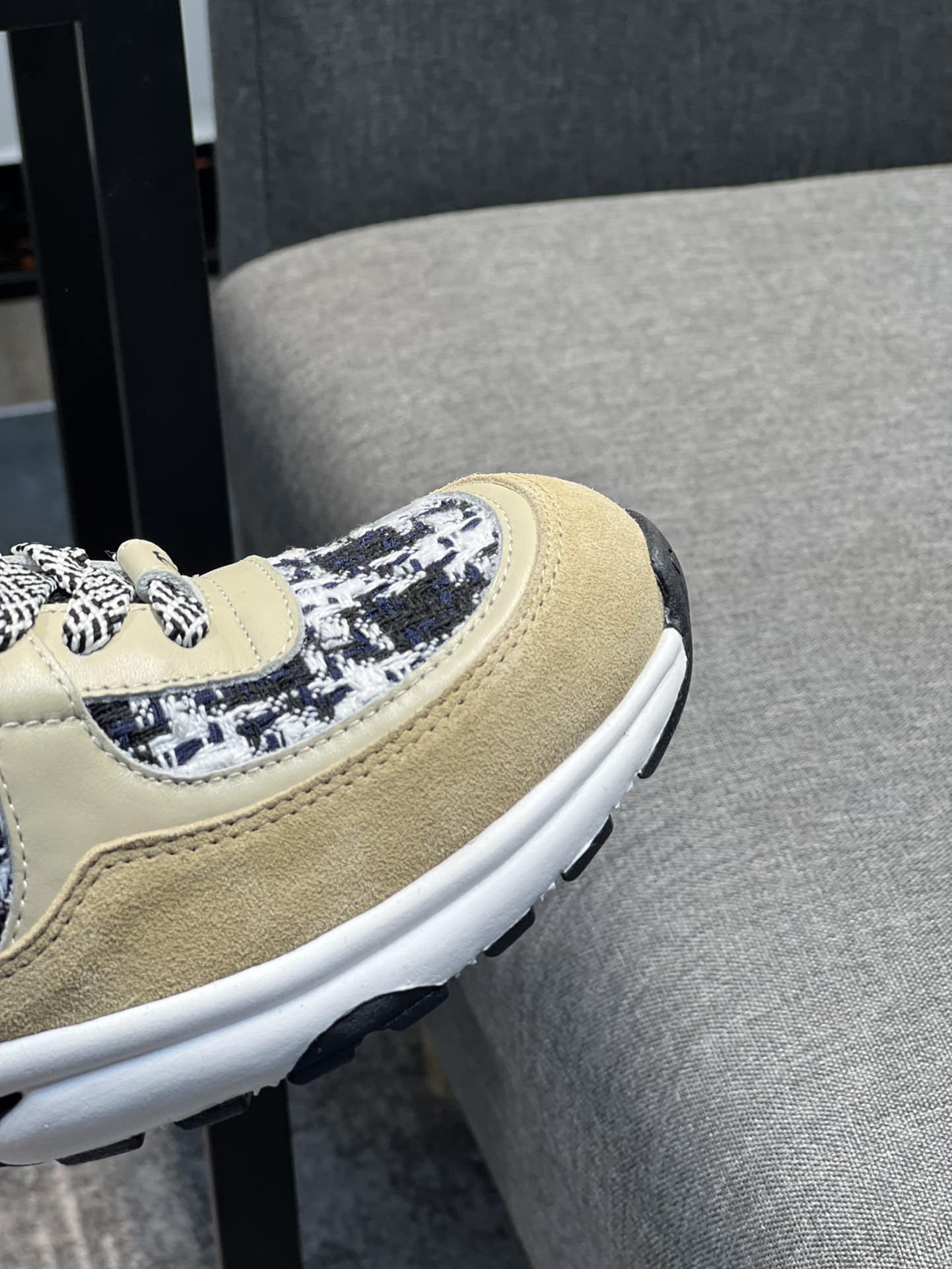 Chanel Coton Tweed Suede Calfskin Sneakers Black