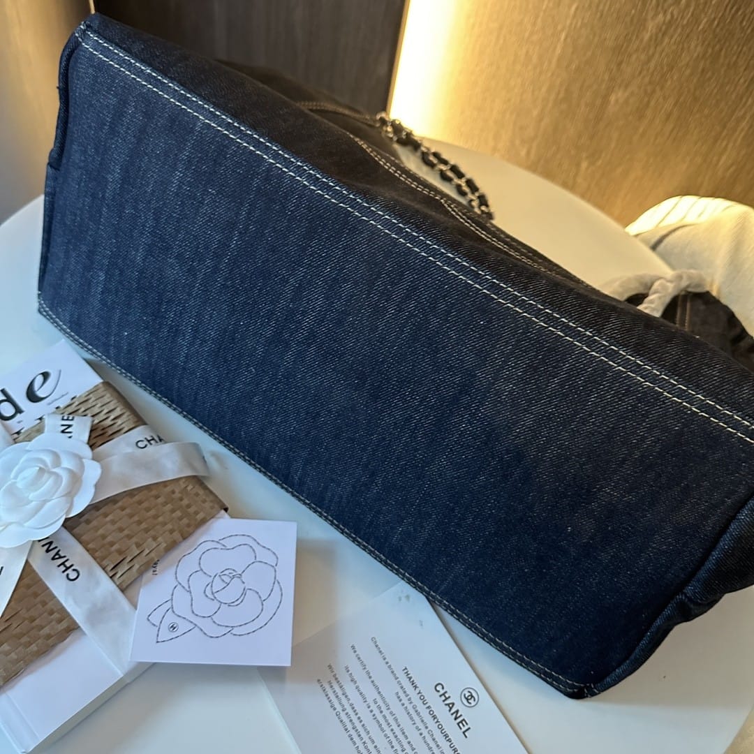 Chanel Denim Timeless Cc Tote Blue 36Cm