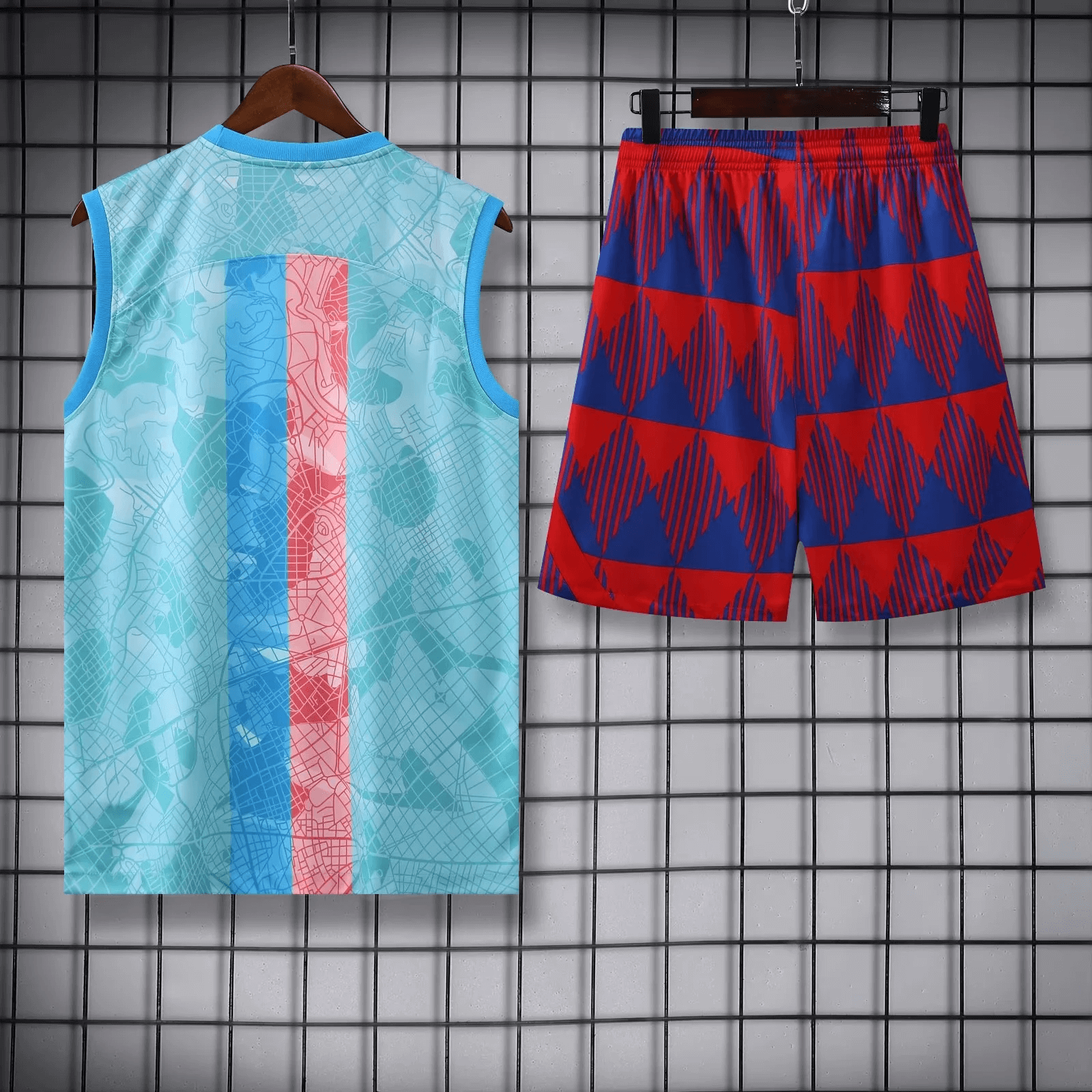 2023/2024 Barcelona pre-match training Blue Jersey+Shorts 1:1 Thai Quality