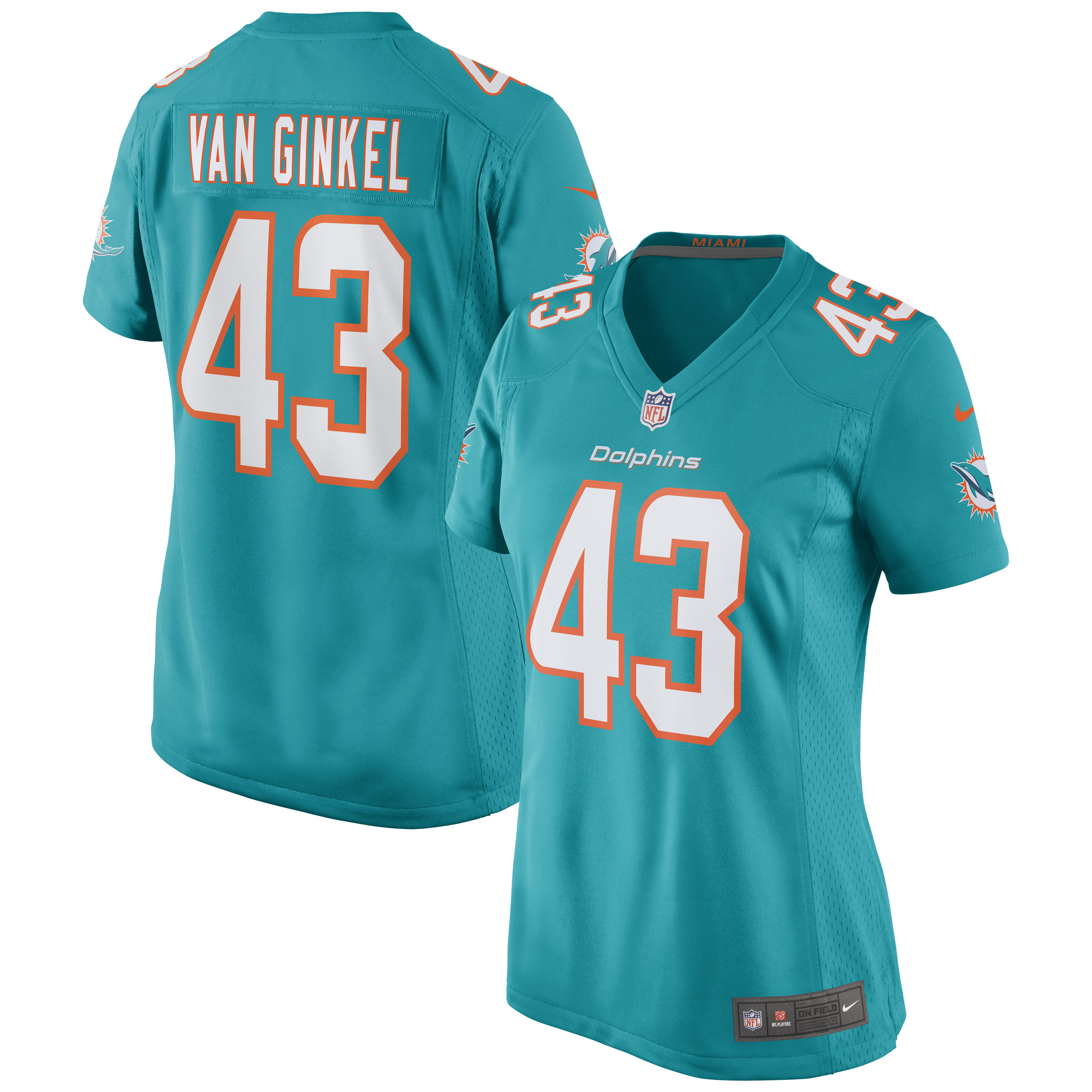 Andrew Van Ginkel Miami Dolphins Nike Women's Game Jersey - Aqua