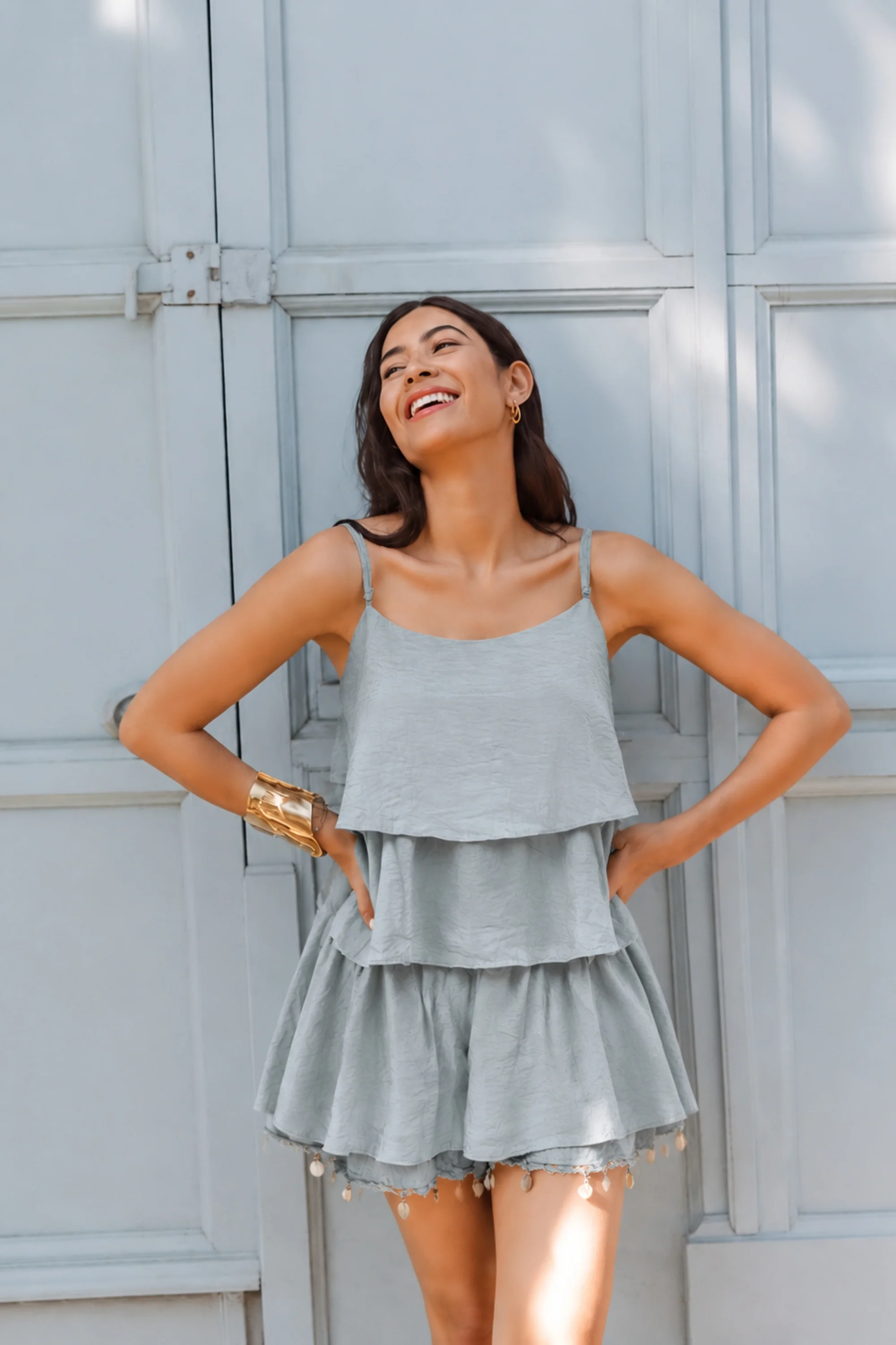 Cloud Blue Tiered Co-ord