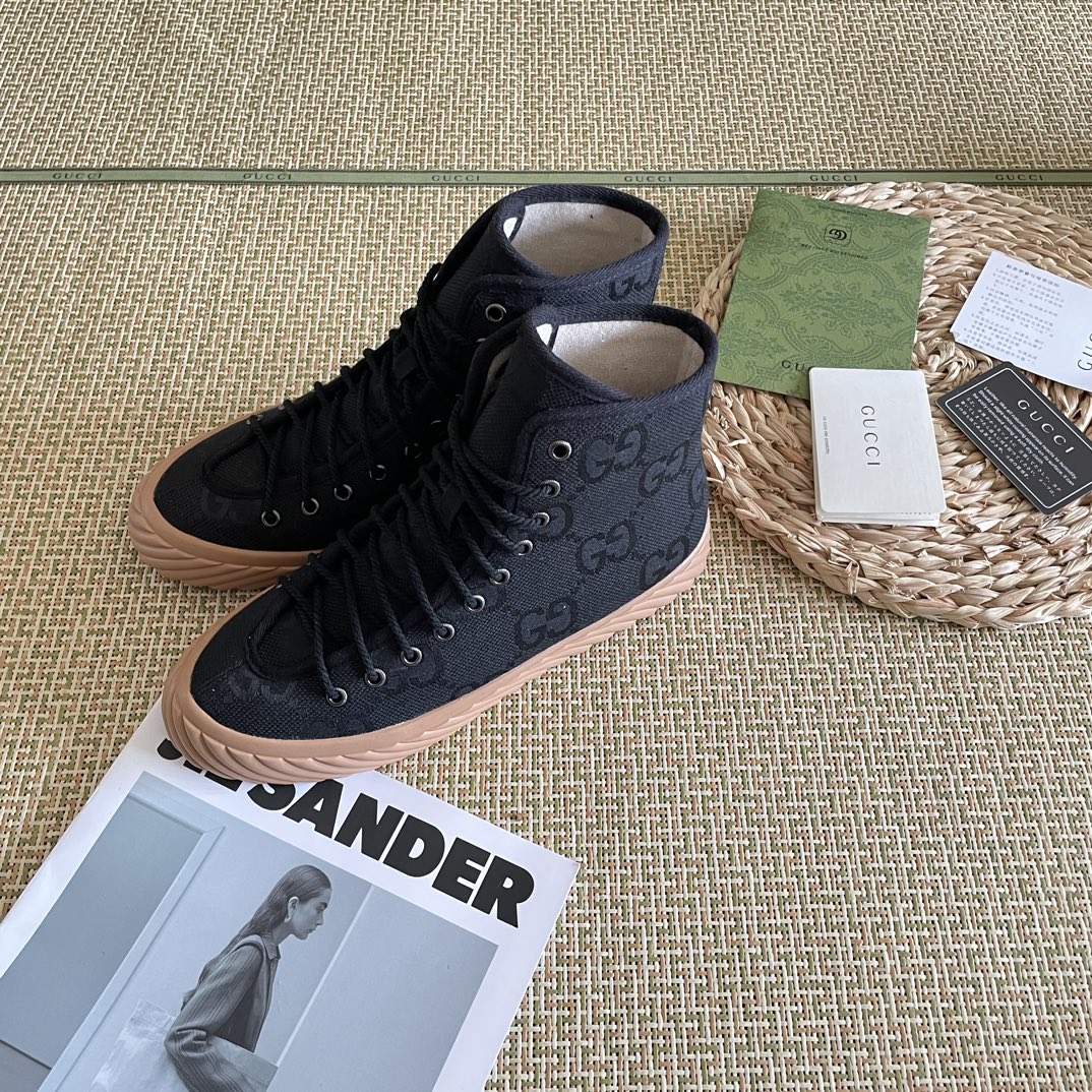 Gucci All Over Gg Logo High Top Sneakers Black