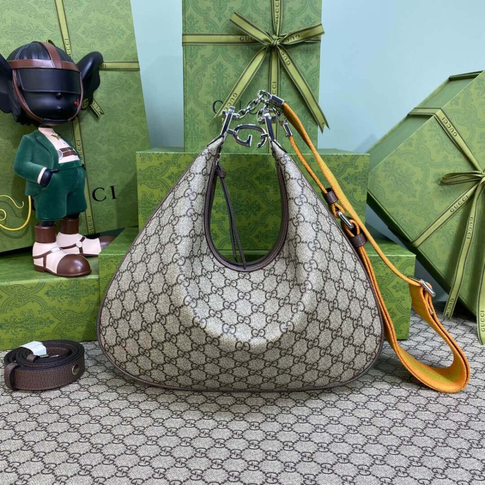 Gucci GG Supreme Attache Medium Shoulder Bag Coffee