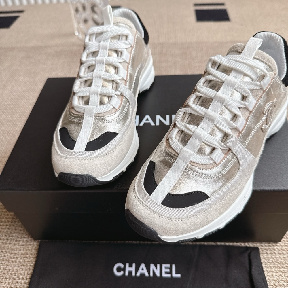 Chanel Sneaker Light Gold Light Gray And Black G46609 B21320 U2404