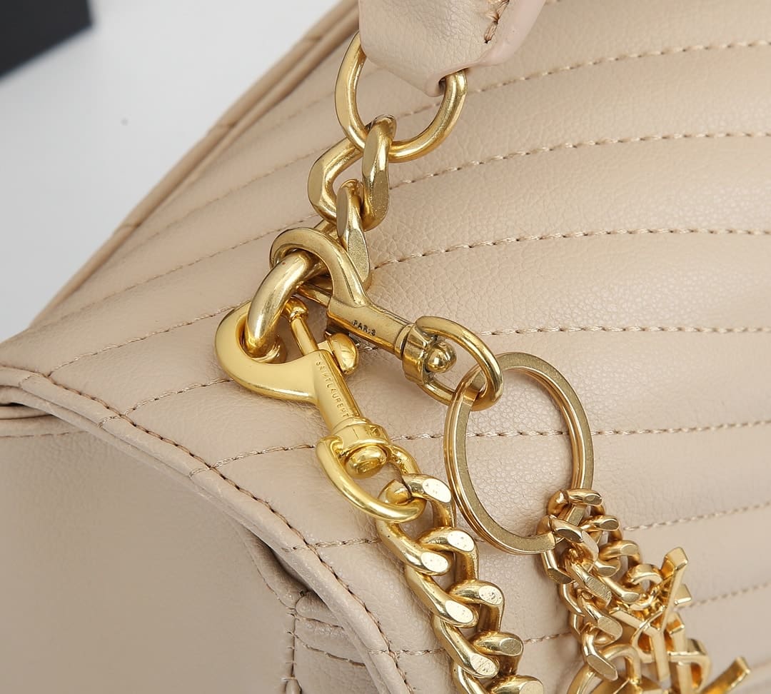 Saint Laurent College Large Chain Bag Beige 25Cm
