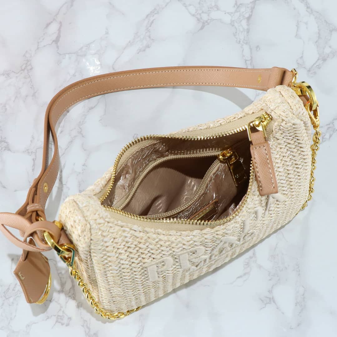Prada Re Edition Crochet Bag Natural 22Cm 1Bc204 2M2T F0018 V Juo