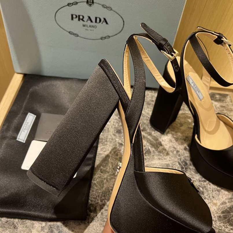 Prada High-Heeled Satin Sandals Black 1Xp48B049F0002F135