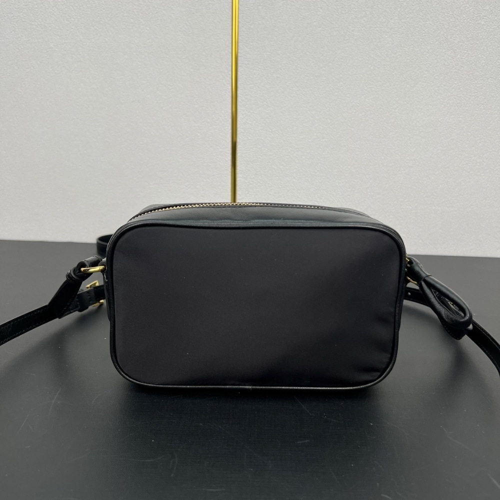 Prada Re Nylon And Nappa Mini Shoulder Bag With Bow Black 18Cm