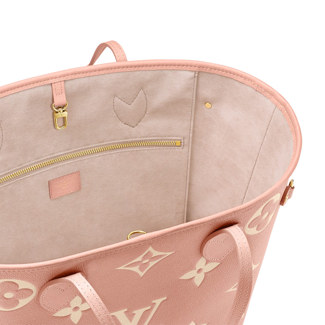 Louis Vuitton Neverfull MM Tote Bag Monogram Empreinte Trianon Pink / Cream 31cm M46329