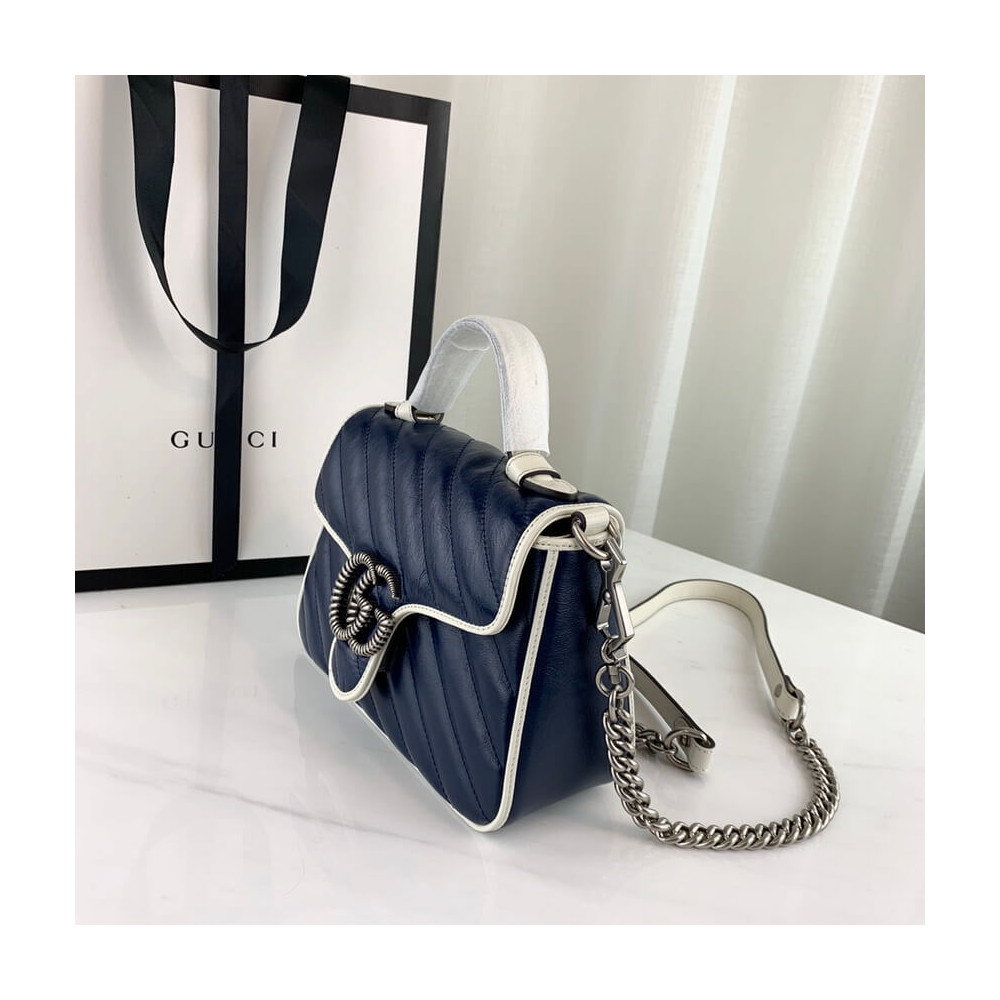 Gucci GG Marmont Mini Top Handle Bag Blue