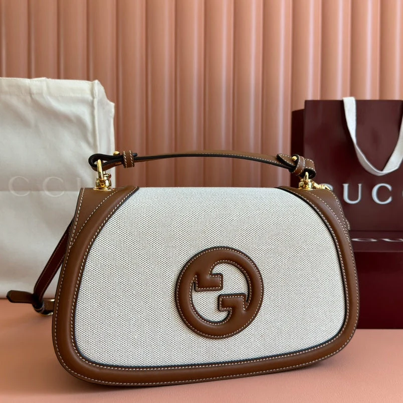 Gucci Blondie 32 Bag Brown White Leather Canvas 239897