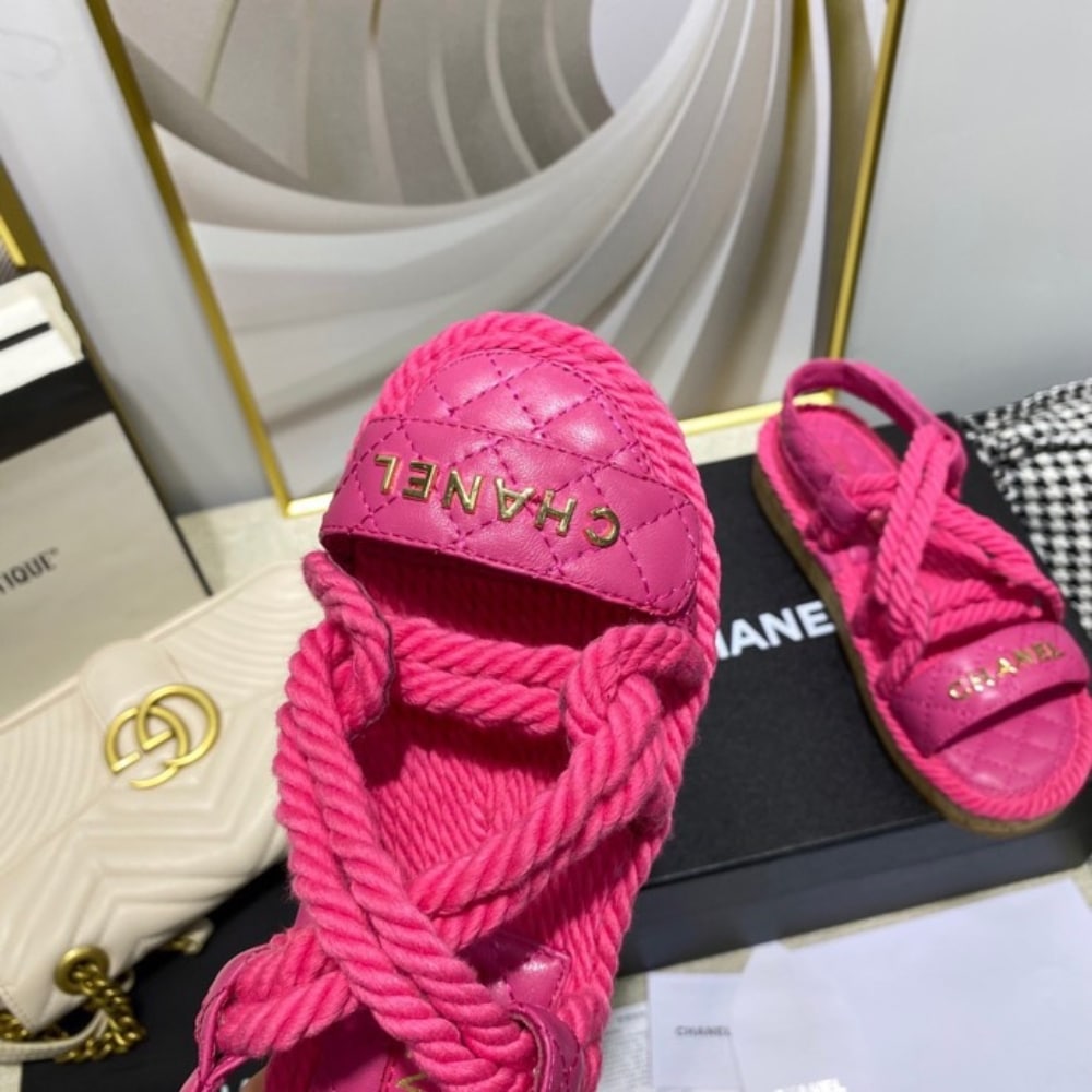 Chanel Rope Sandals Strap Pink