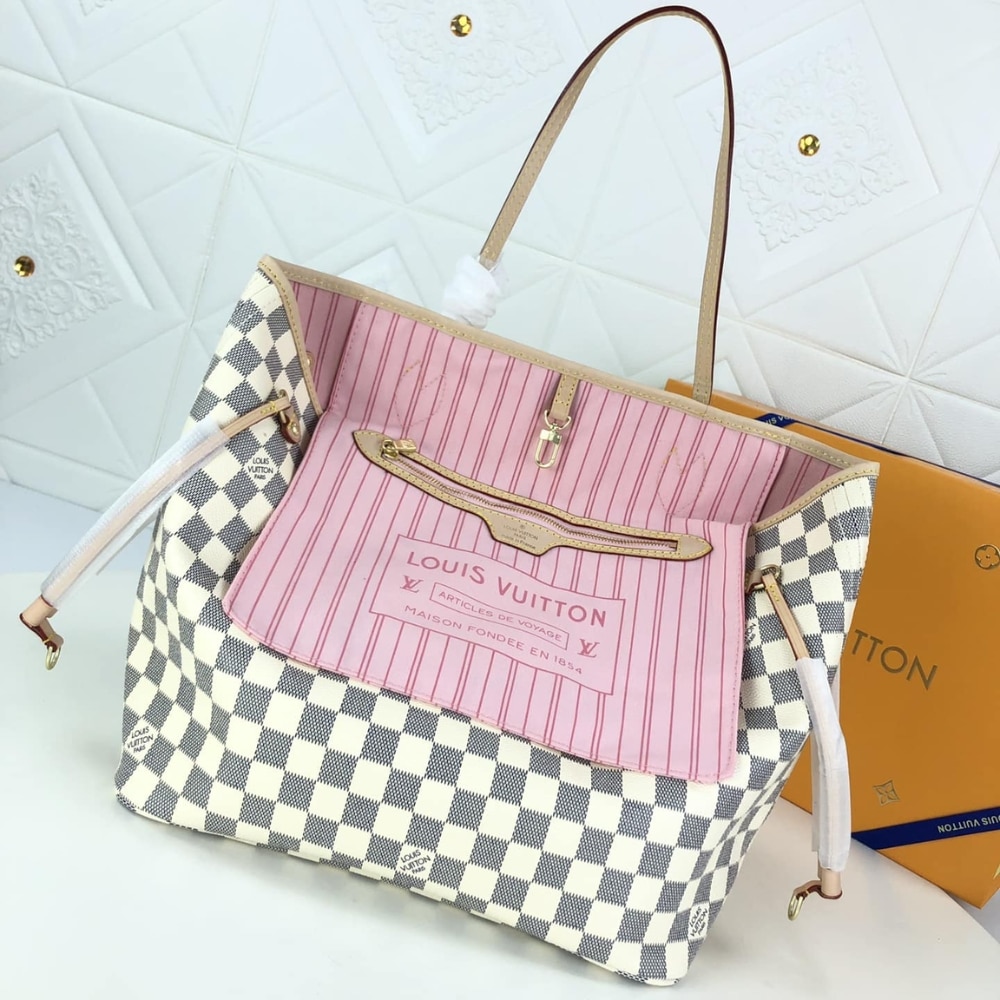 Louis Vuitton Neverfull GM Damier Azur Rose Ballerine Pink 39Cm N40601