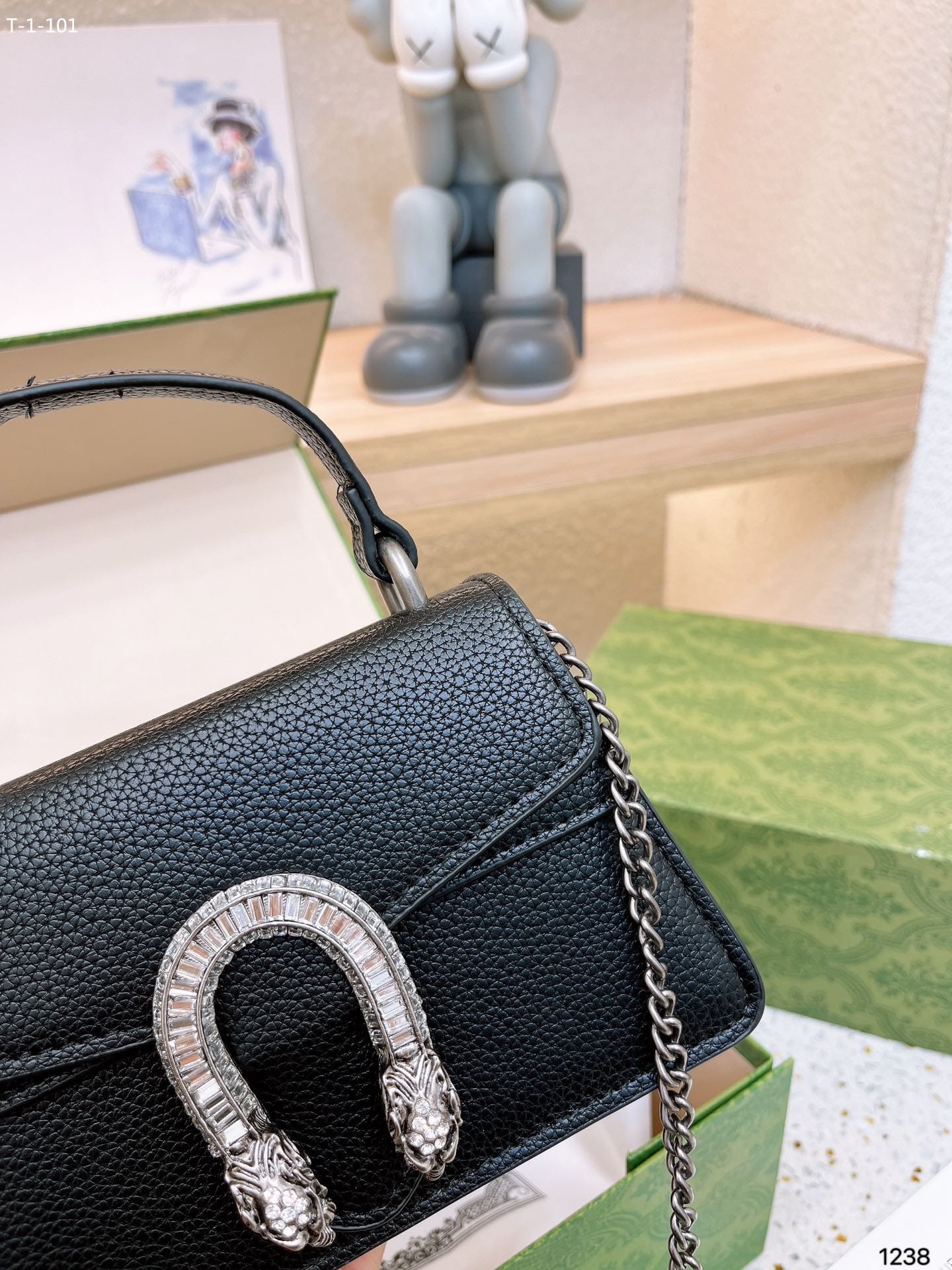 Gucci Dionysus Mini Top Handle Bag Black 18Cm 752029 Caogn 1155