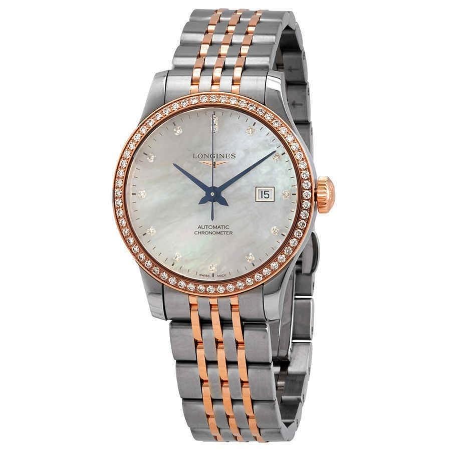 【Super Clone】Longines Women's L23215897 Record Two-Tone Stainless Steel with 18kt Rose Gold Links Watch
